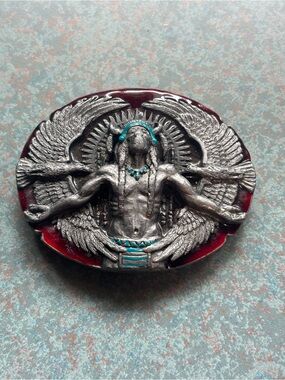 1987 Siskiyou Buckle Co Native American Eagle Belt Buckle Made in USA